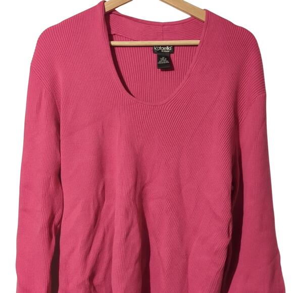 NWT Pink Cotton Sweater with Rolled Sleeves – Rafaella – Size 2X 0001 - Picture 1 of 8